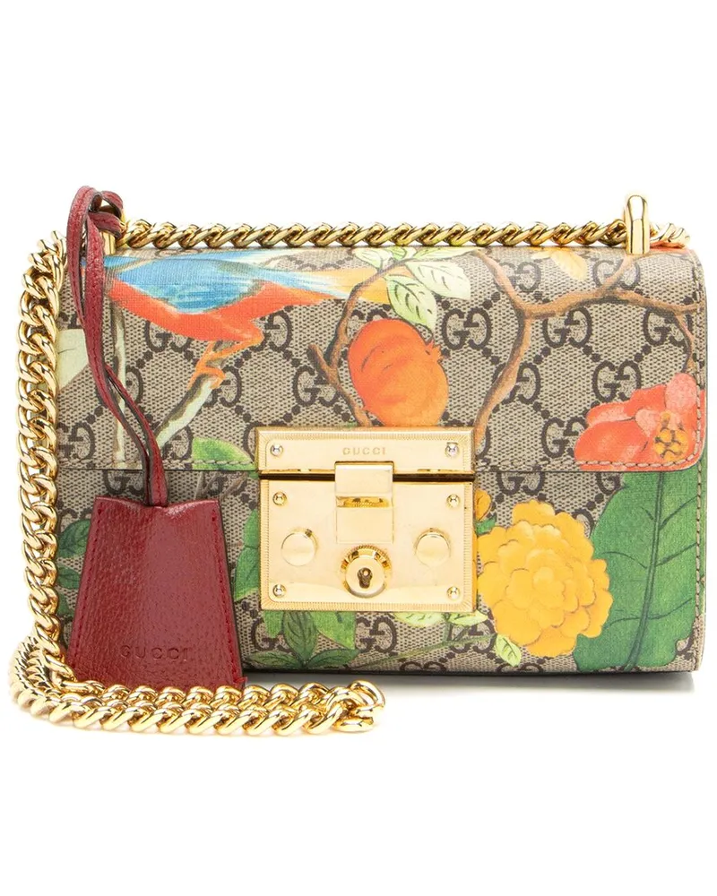 Gucci Brown GG Supreme Canvas Tian Padlock Small Shoulder Bag (Authentic Pre-  Loved Nocolor