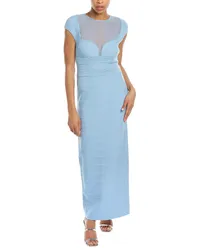 Hervé Léger Sheer Bustier Cropped Gown Blue