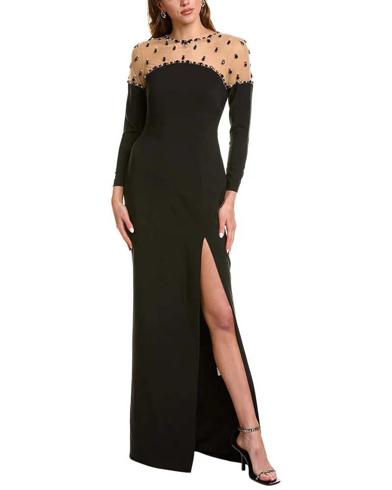 Marchesa Crepe Maxi Dress Black