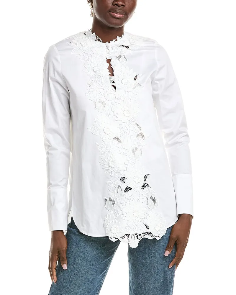 Oscar de la Renta Silk-Lined Blouse White