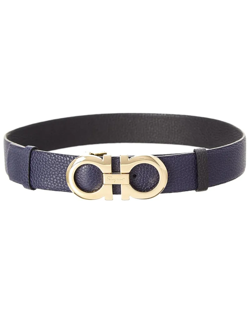 Ferragamo Gancini Reversible & Adjustable Leather Belt Black