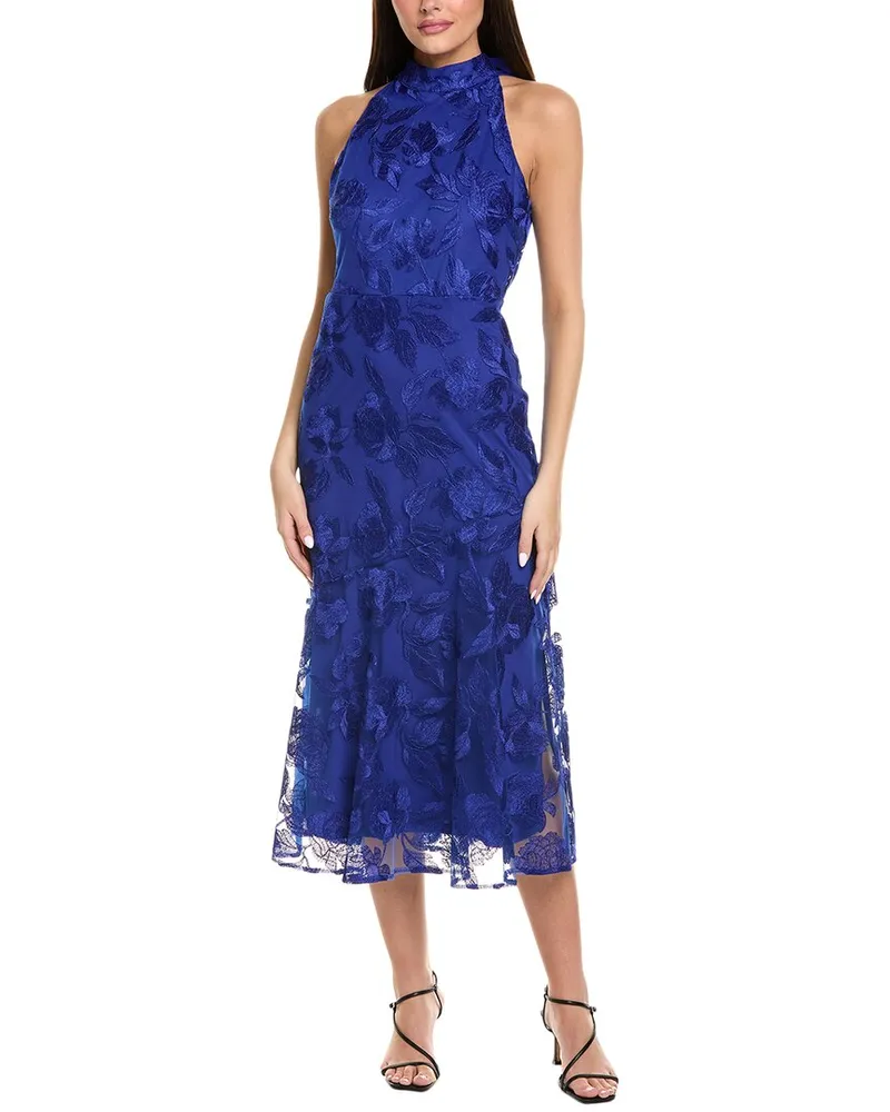 Sam Edelman Leafy Embroidery Midi Dress Blue