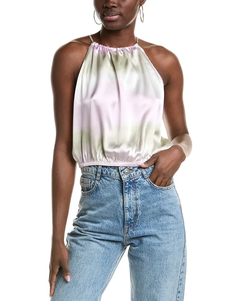 ATM Cropped Silk Halter Top Pink