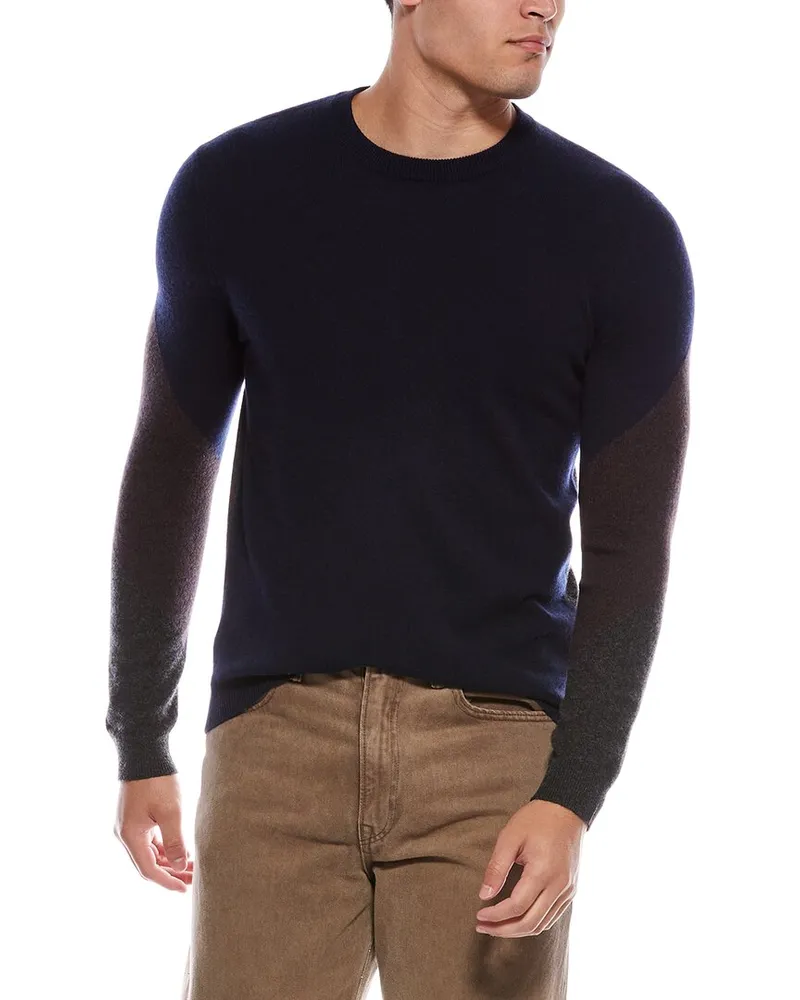 Autumn Cashmere Colorblock Cashmere Crewneck Sweater Blue
