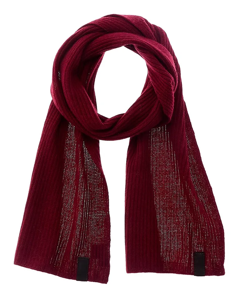 portolano  Leather-Trim Cashmere Scarf Red