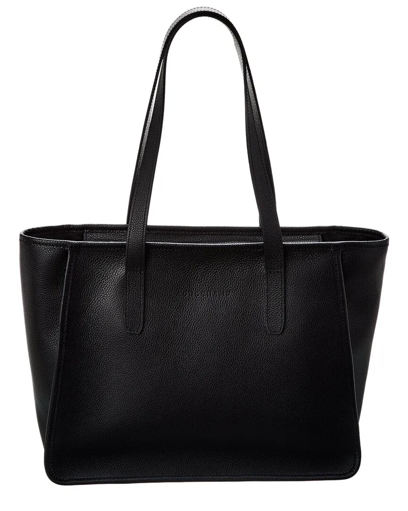 Longchamp Le Foulonné Large Leather Tote Black