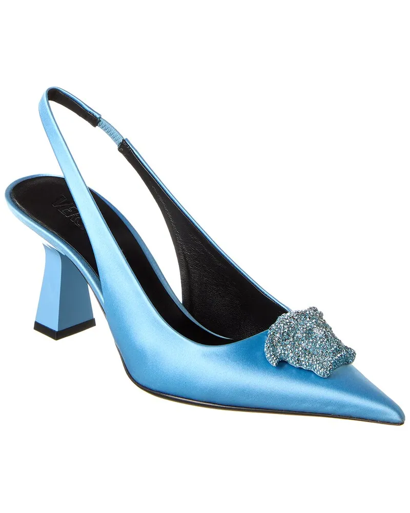 Versace La Medusa Satin Slingback Pump Blue