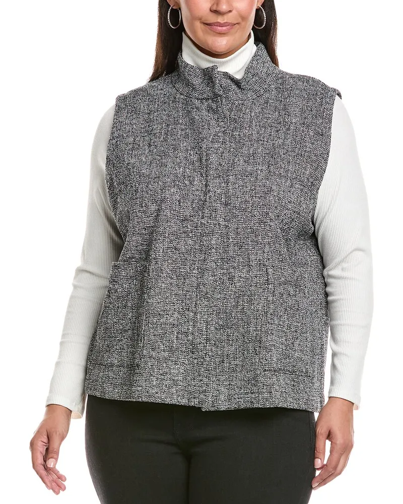 Eileen Fisher Plus Collar Vest Gray