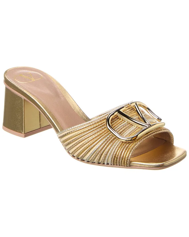 Valentino Garavani VLogo Signature 60 Woven & Leather Sandal Yellow