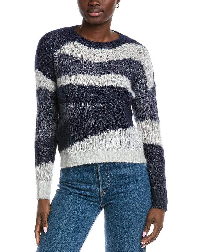 Autumn Cashmere Geometric Graphic Cashmere & Silk-Blend Sweater Blue