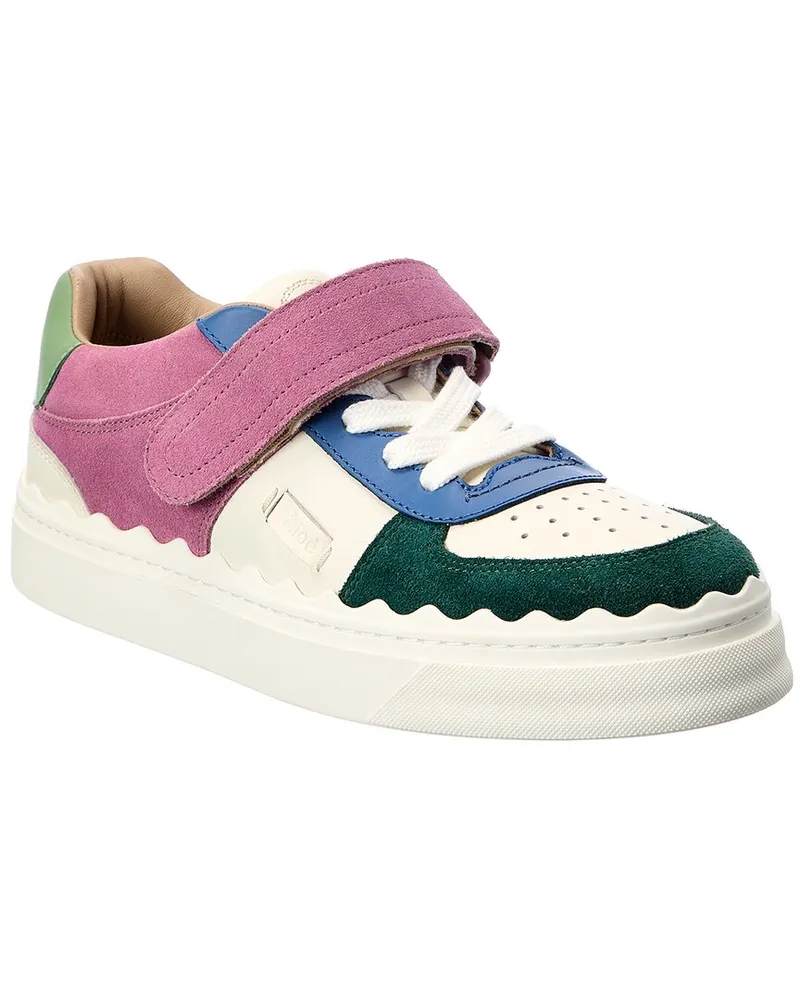 Chloé Lauren Leather & Suede Sneaker White