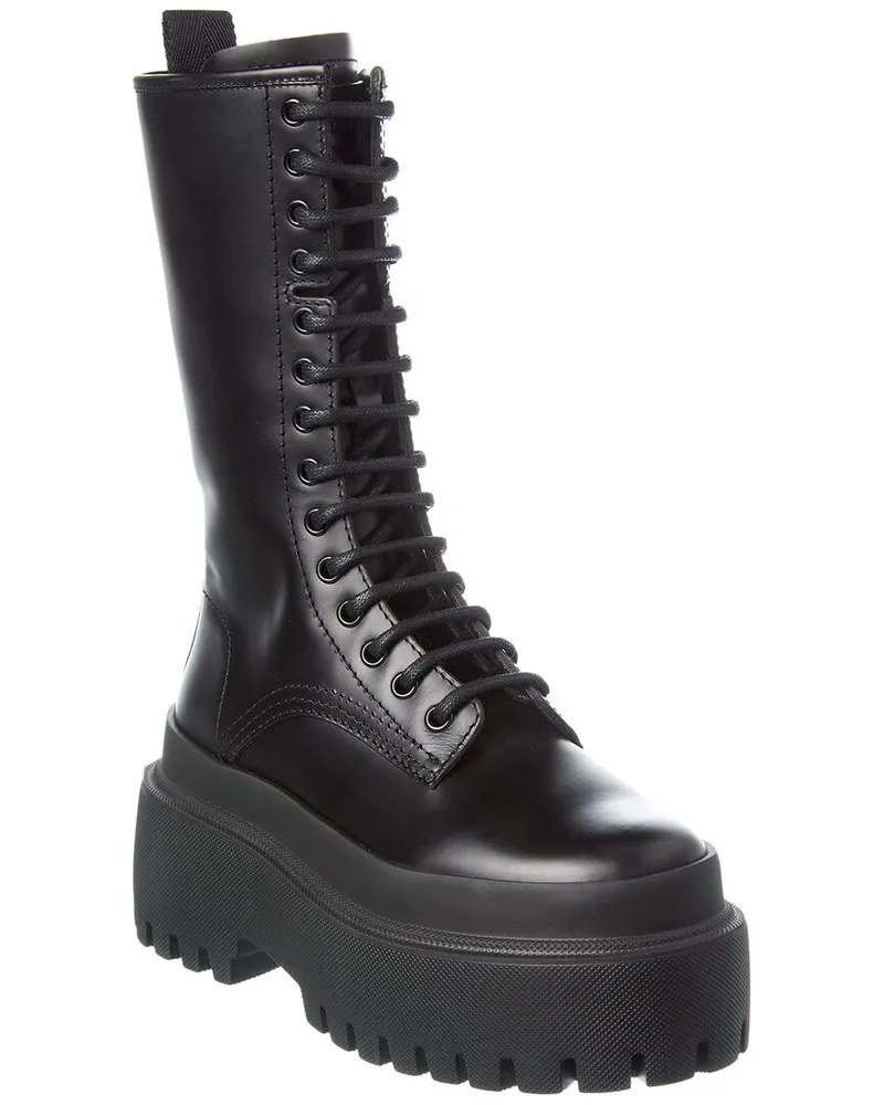 Dolce & Gabbana Leather Combat Boot Black