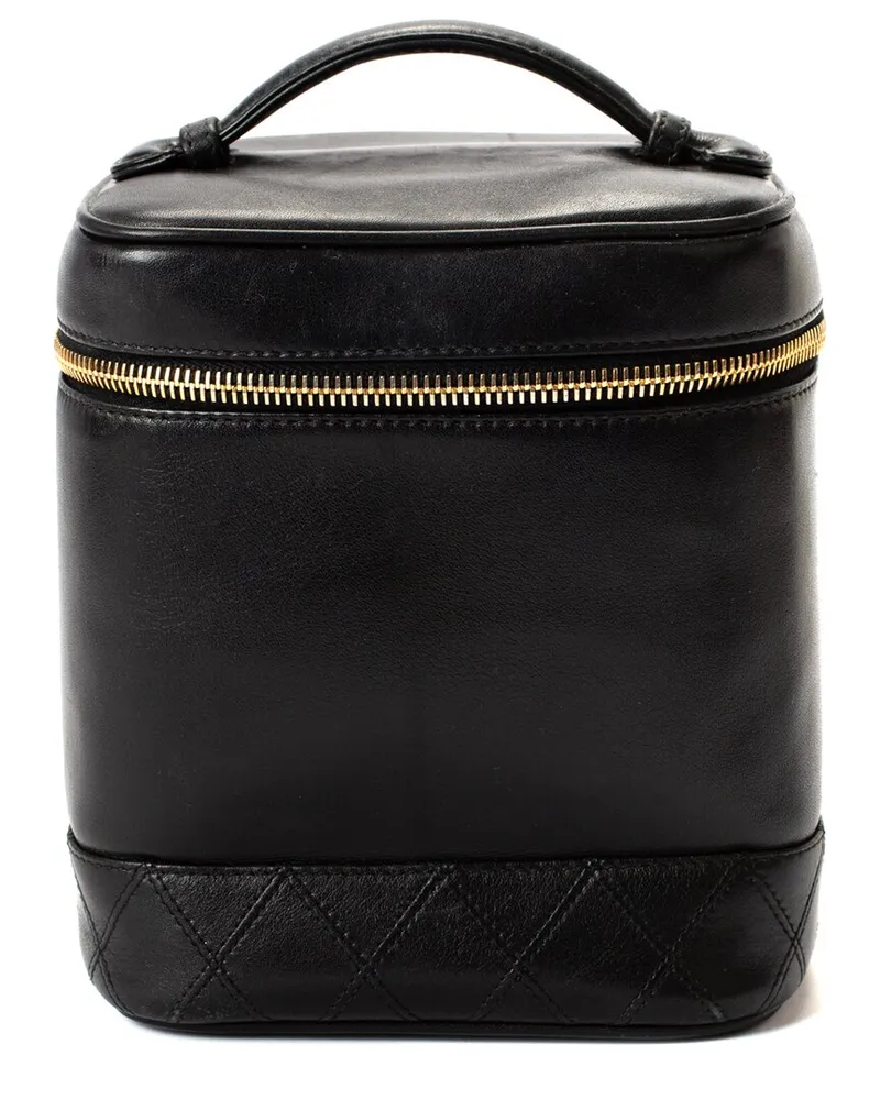 Chanel Black Quilted Leather Vanity Cosmetic Case (Authentic Pre-Loved Nocolor