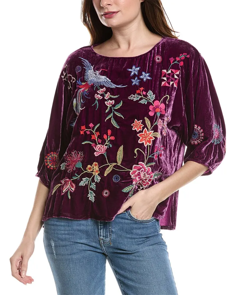 Johnny Was Petite Nikkola Velvet Silk-Blend Tunic Purple