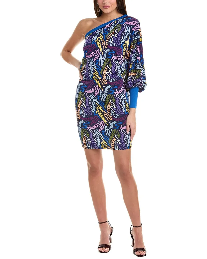 Missoni One Shoulder Sheath Dress Blue