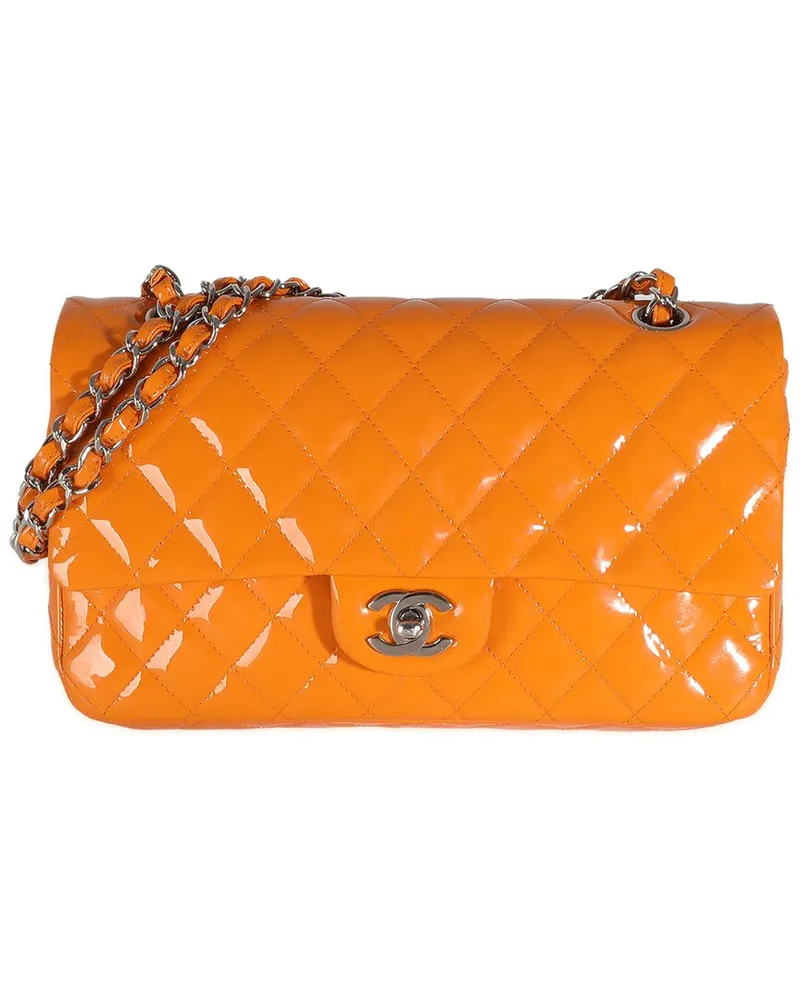 Chanel Orange Quilted Patent Leather Medium Classic Double Flap Bag (Authentic  Pre-Loved Nocolor