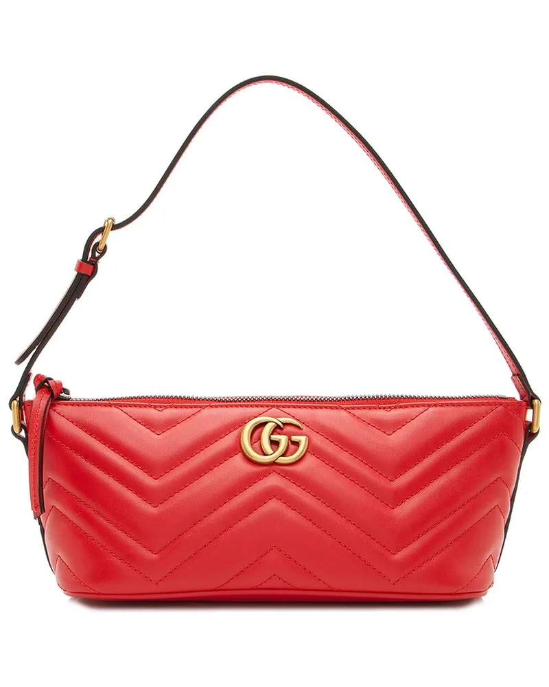 Gucci Red Leather GG Marmont Sling Shoulder Bag (Authentic Pre-Loved Nocolor