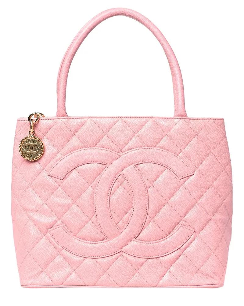Chanel Pink Caviar Leather Medallion Tote GHW (Authentic Pre-Loved Nocolor