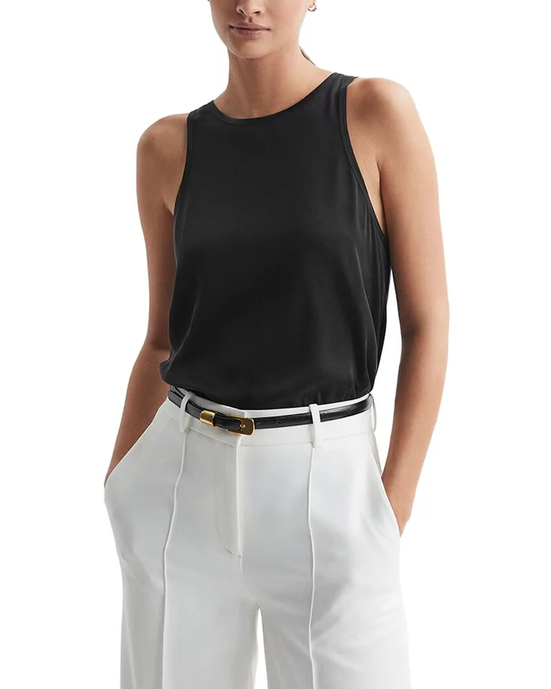 Reiss Gene High Neck Silk-Blend Vest Black