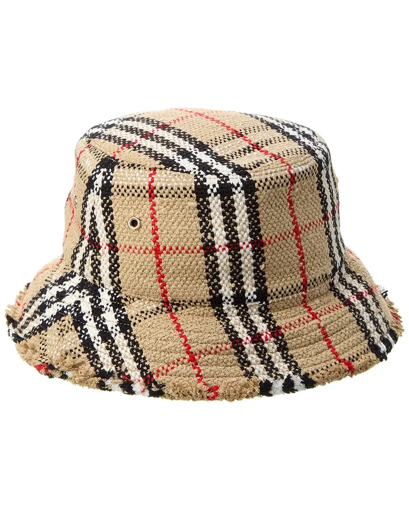 Burberry Vintage Check Boucle Wool-Blend Bucket Hat Beige