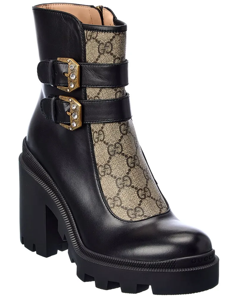 Gucci GG Supreme Canvas & Leather Bootie Black