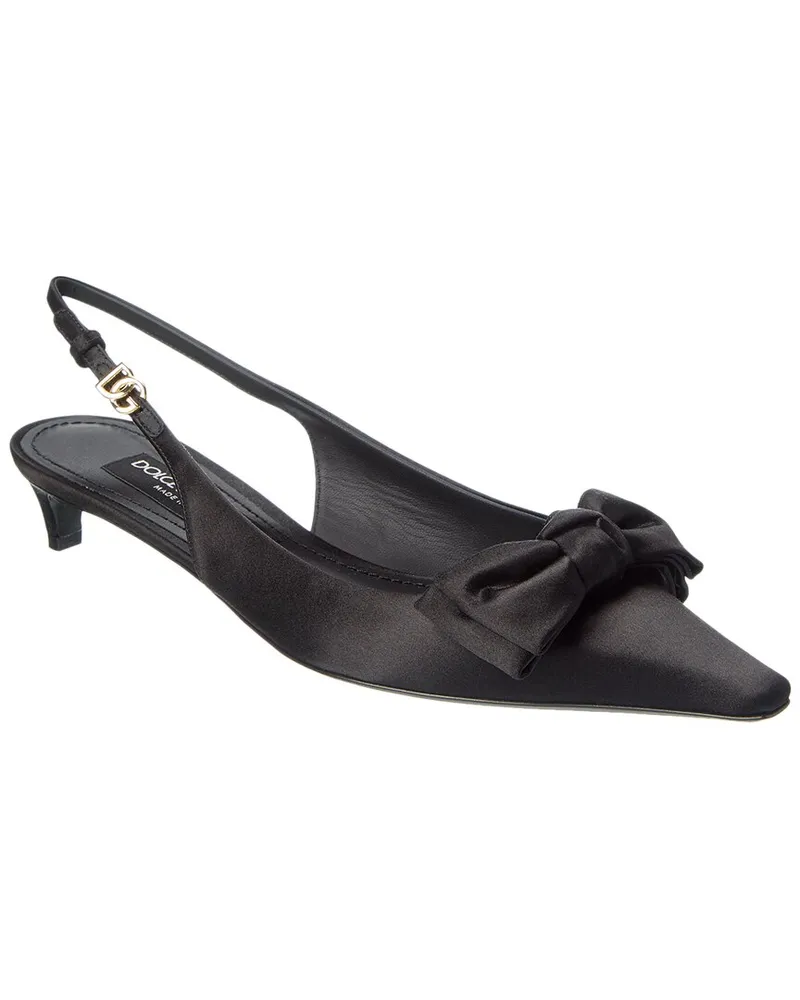 Dolce & Gabbana DG Logo Satin Slingback Pump Black