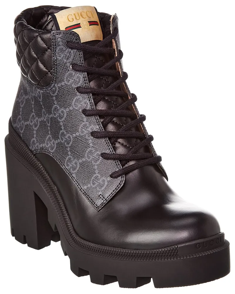 Gucci GG Supreme Canvas & Leather Bootie Black