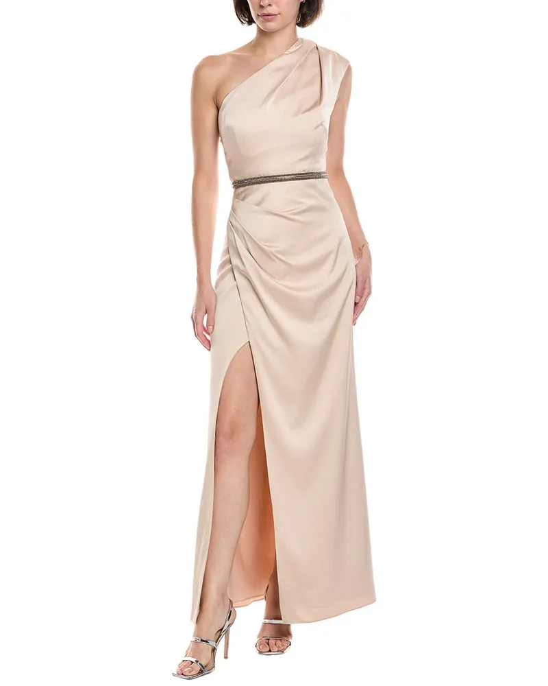 Aidan Mattox Maxi Slim Column Dress Brown
