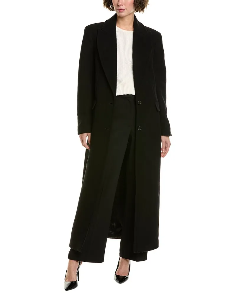 Michael Kors Long Chesterfield Wool Coat Black