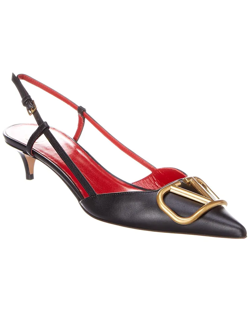 Valentino Garavani VLogo 40 Leather Slingback Pump Black