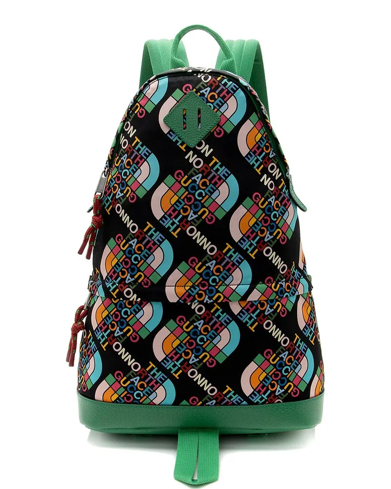 Gucci Black, Green, Multi Leather & Nylon x The North Face Logo Medium  Backpack (Authentic Pre-Loved Nocolor