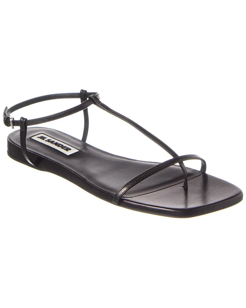 Jil Sander Logo Leather Sandal Black