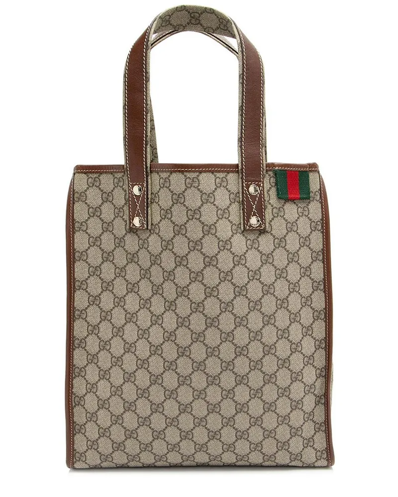 Gucci Brown GG Supreme Canvas Web Loop N/S Shopping Tote (Authentic Pre-Loved Nocolor