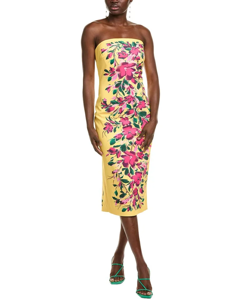 Badgley Mischka Scuba Cocktail Dress Yellow