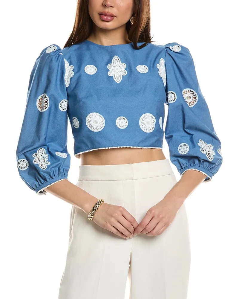 Borgo De Nor Alfie Denim Lace Top Blue