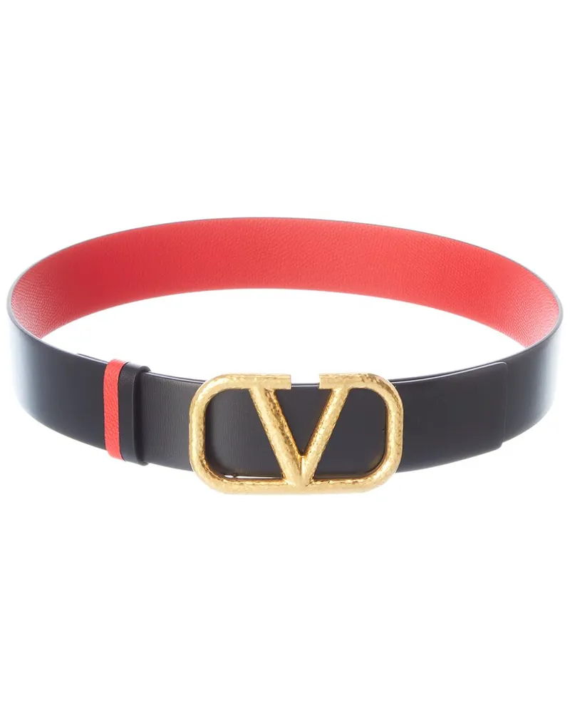 Valentino Garavani VLogo 40mm Reversible Leather Belt Red