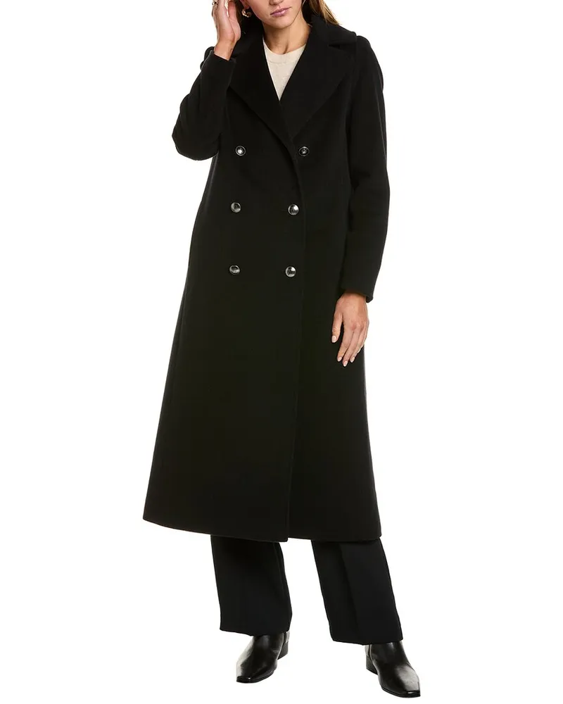 Cinzia Rocca Long Wool & Cashmere-Blend Trench Coat Black