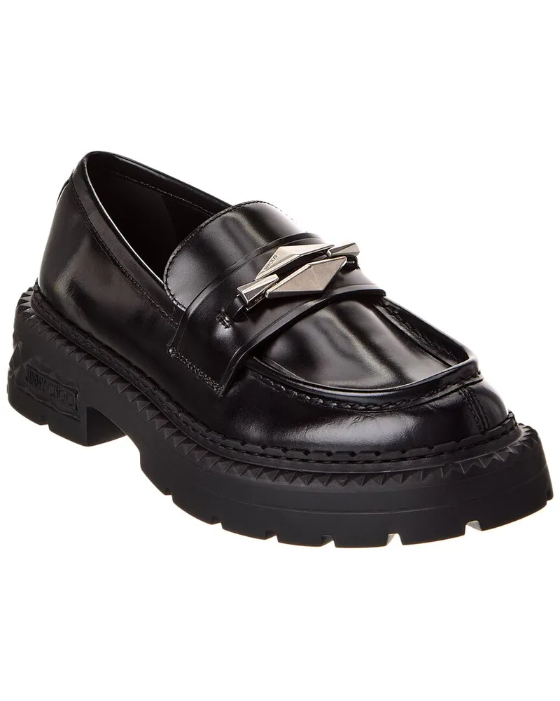 Jimmy Choo Marlow Diamond/F Leather Loafer Black