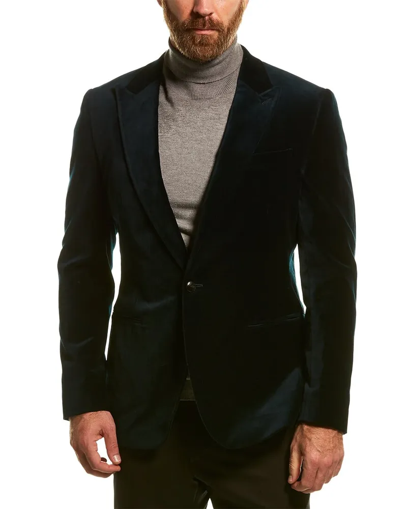 Reiss Froze Velvet Blazer Green