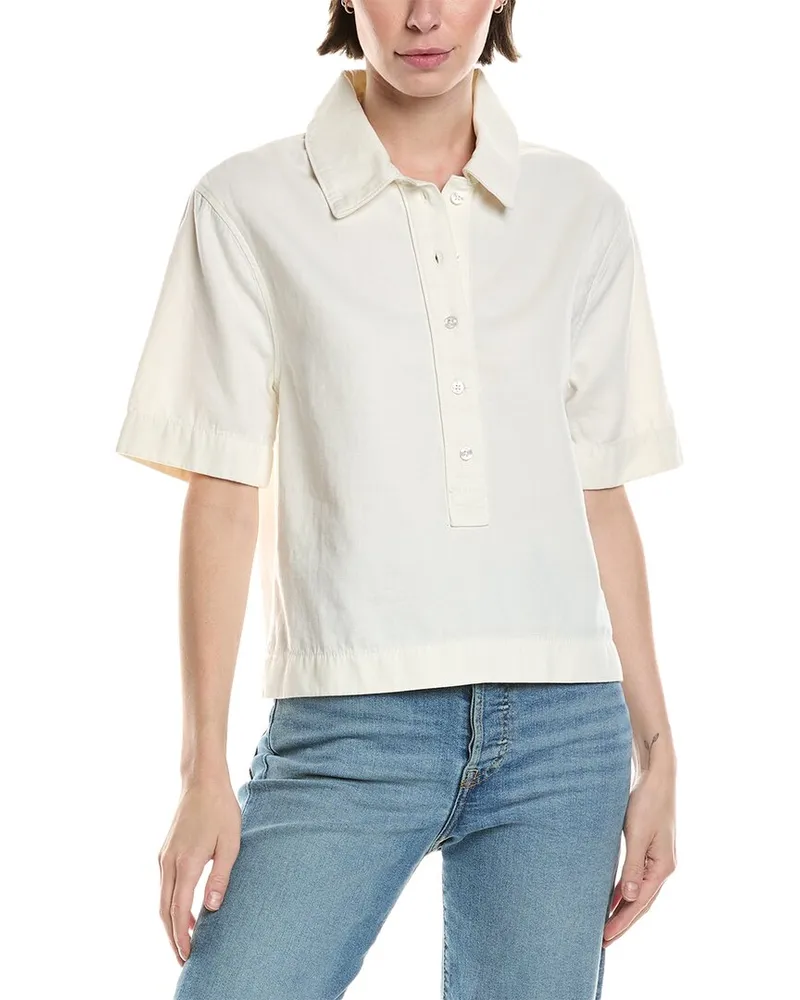 7 for all mankind Linen-Blend Polo Shirt White