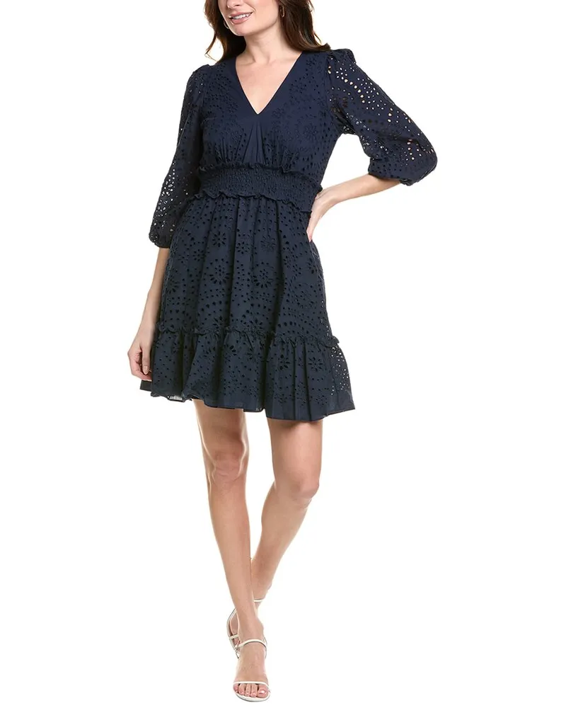 taylor Navy A-Line Illusion Dress Blue