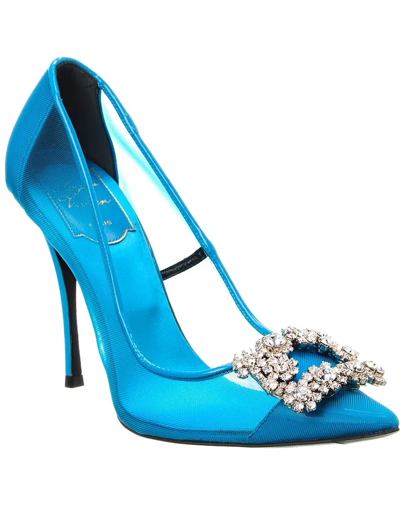 Roger Vivier Mesh & Patent Pump Blue