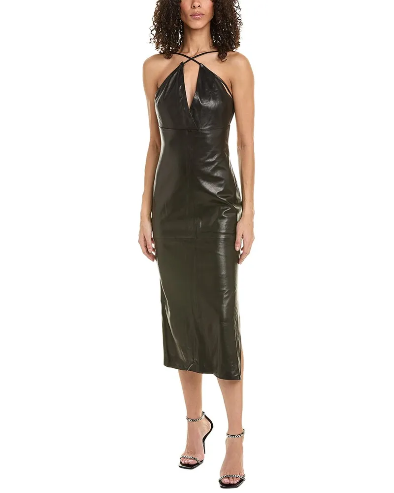 IRO Leather Midi Dress Black