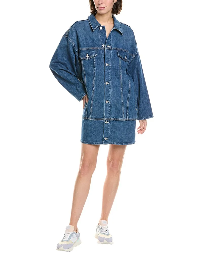 Mother The Long Haul Denim Dress Blue