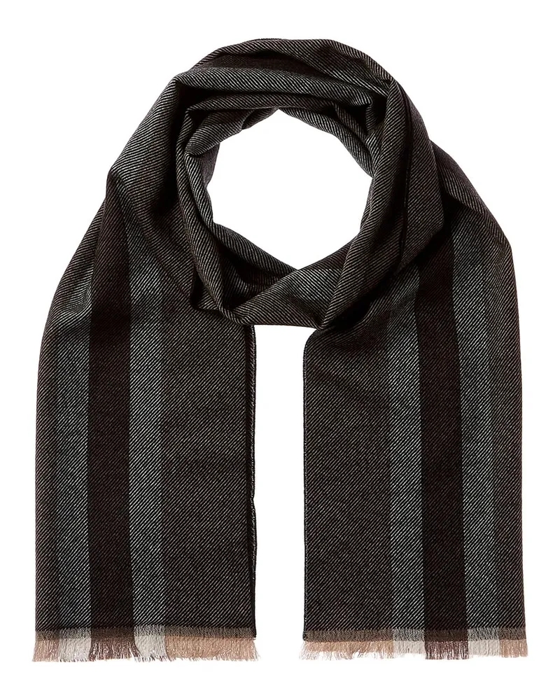 Gucci GG Wool & Silk-Blend Scarf Brown