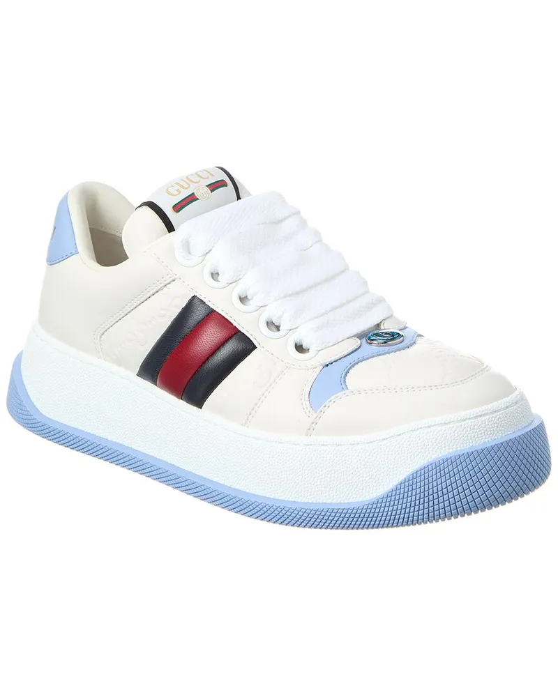Gucci Double Screener Leather Platform Sneaker White