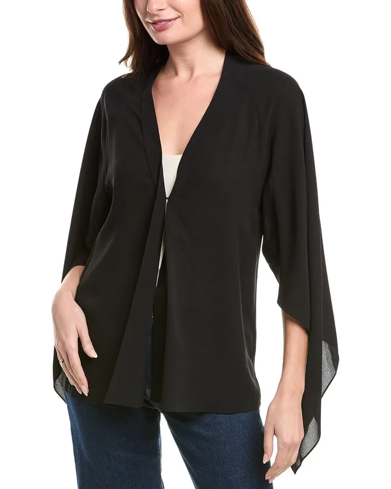 Michael Kors Silk Flare Wrap Top Black