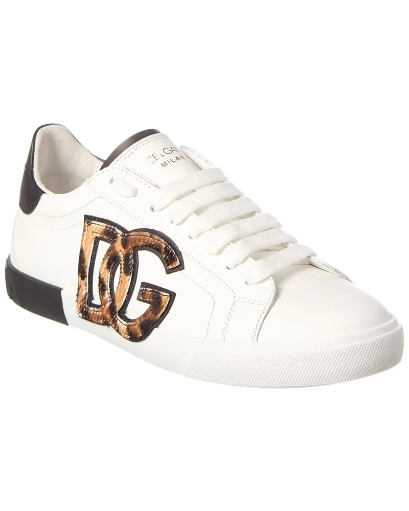 Dolce & Gabbana Logo Patch Leather Sneaker White