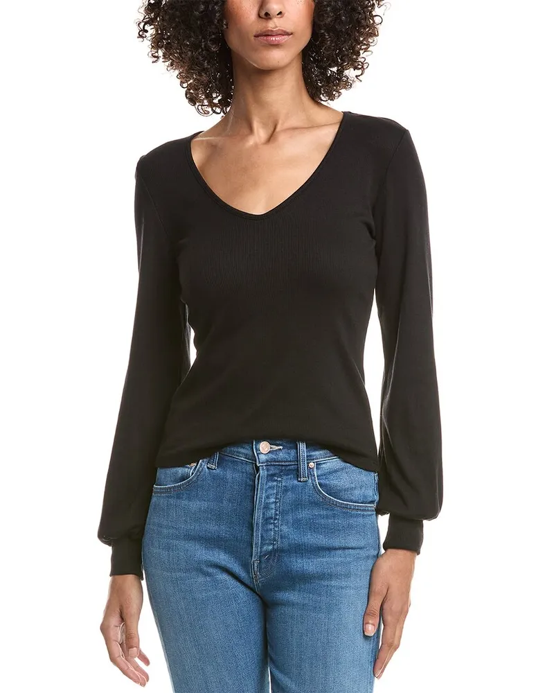 Michael Stars Olivia Balloon Sleeve Top Black