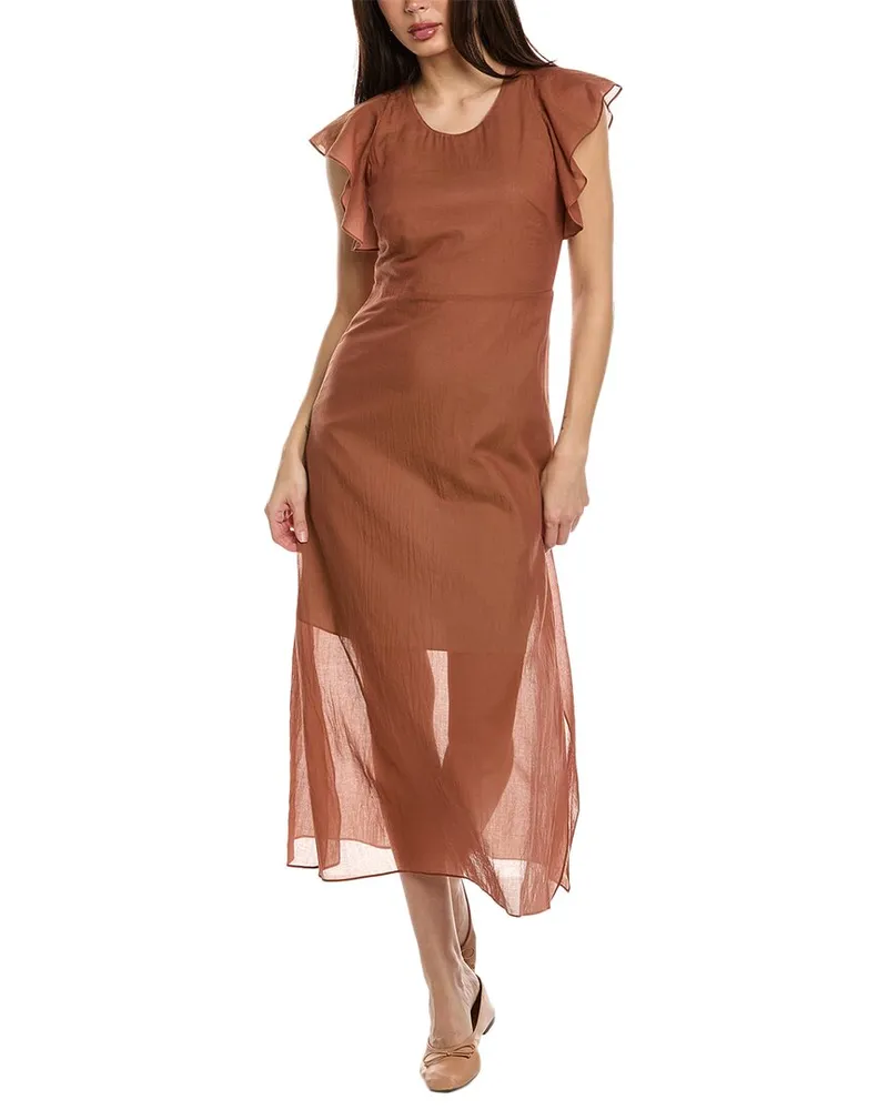 Theory Flutter Midi Dress Brown
